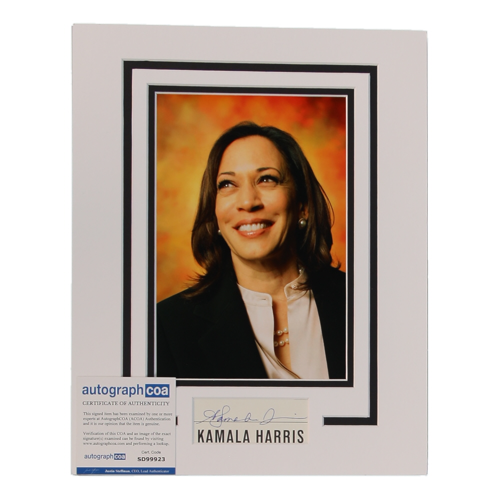Kamala Harris Signed Custom Matted Cut Display (AutographCOA) at PristineAuction.com Kamala Harris Signed Custom Matted Cut Display (AutographCOA) at PristineAuction.com