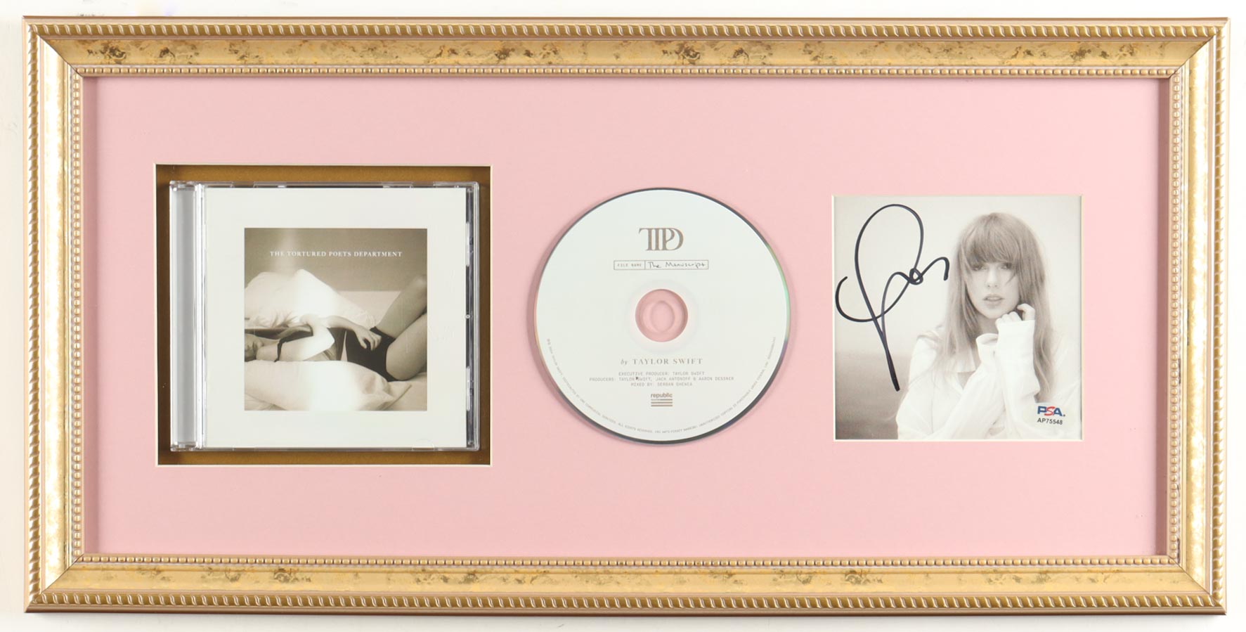 Taylor Swift Signed Custom Framed "The Tortured Poets Department" CD Album Insert Display With Disc & Case (PSA) at PristineAuction.com Taylor Swift Signed Custom Framed "The Tortured Poets Department" CD Album Insert Display With Disc & Case (PSA) at PristineAuction.com