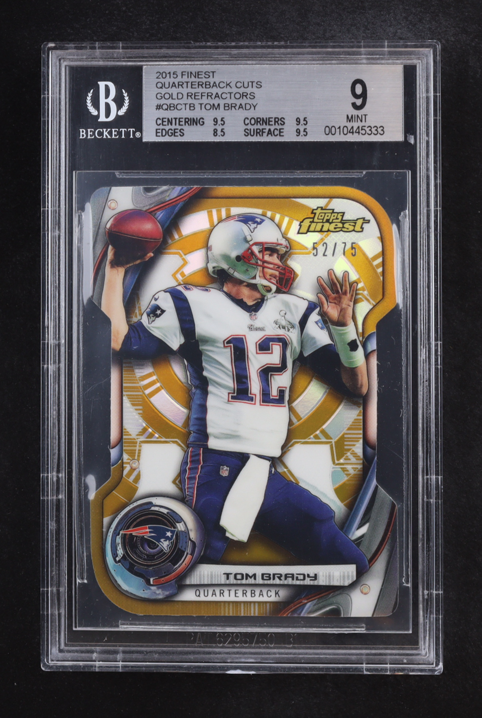 Tom Brady 2015 Finest Quarterback Cuts Gold Refractors #QBCTB #52/75 (BGS 9) at PristineAuction.com Tom Brady 2015 Finest Quarterback Cuts Gold Refractors #QBCTB #52/75 (BGS 9) at PristineAuction.com