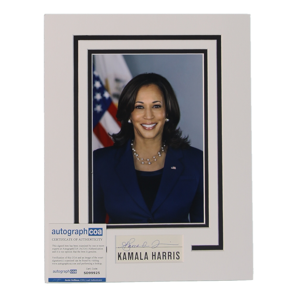 Kamala Harris Signed Custom Matted Cut Display (AutographCOA) at PristineAuction.com Kamala Harris Signed Custom Matted Cut Display (AutographCOA) at PristineAuction.com