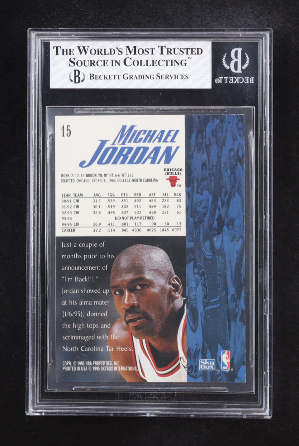 Michael Jordan 1995-96 Skybox Premium #15 (BGS 8) at PristineAuction.com Michael Jordan 1995-96 Skybox Premium #15 (BGS 8) at PristineAuction.com