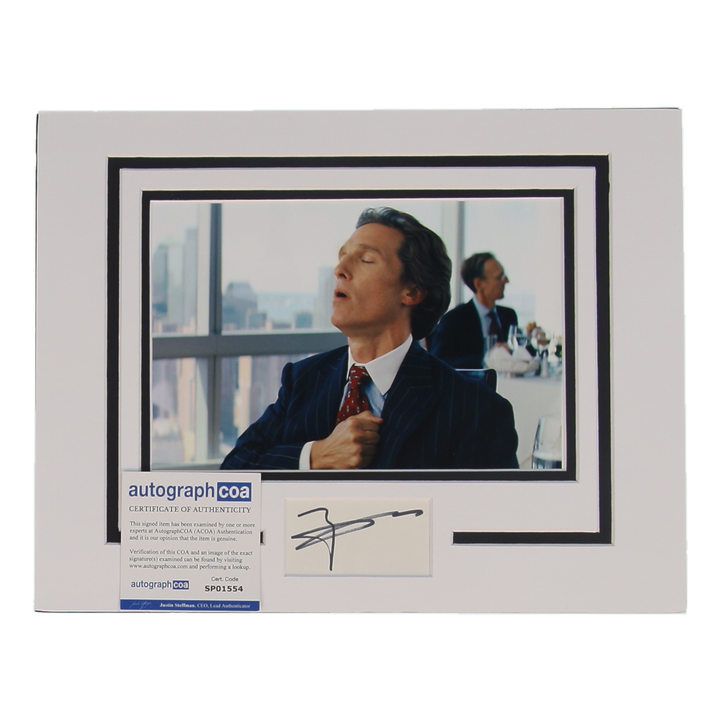 Matthew McConaughey Signed "The Wolf of Wall Street" 11x14 Custom Matted Cut Display (ACOA) at PristineAuction.com Matthew McConaughey Signed "The Wolf of Wall Street" 11x14 Custom Matted Cut Display (ACOA) at PristineAuction.com