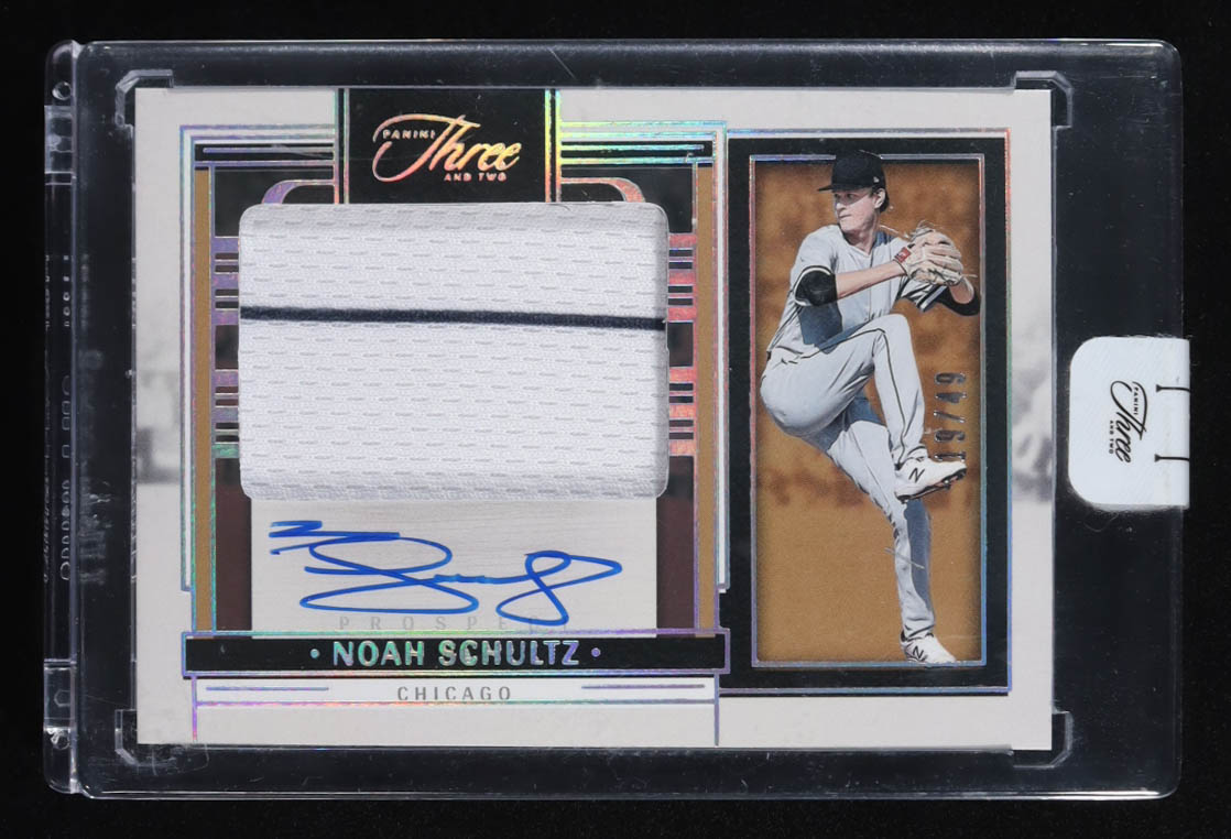 Noah Schultz 2024 Panini Three and Two Prospect Jersey Autographs Holo Silver #93 #19/49 RC at PristineAuction.com Noah Schultz 2024 Panini Three and Two Prospect Jersey Autographs Holo Silver #93 #19/49 RC at PristineAuction.com