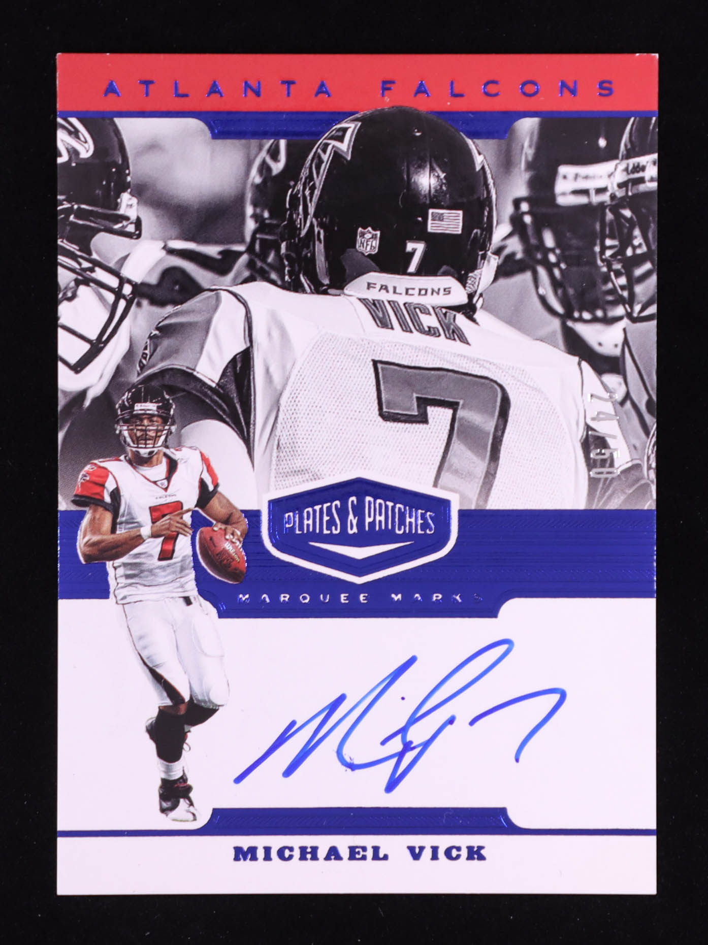 Michael Vick 2019 Panini Plates and Patches Marquee Marks Blue #7 #24/50 at PristineAuction.com Michael Vick 2019 Panini Plates and Patches Marquee Marks Blue #7 #24/50 at PristineAuction.com