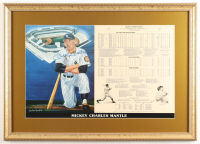 Mickey Mantle Signed Yankees 1985 Robert Simon Custom Framed Print Display with Career Stat Card (PSA) at PristineAuction.com