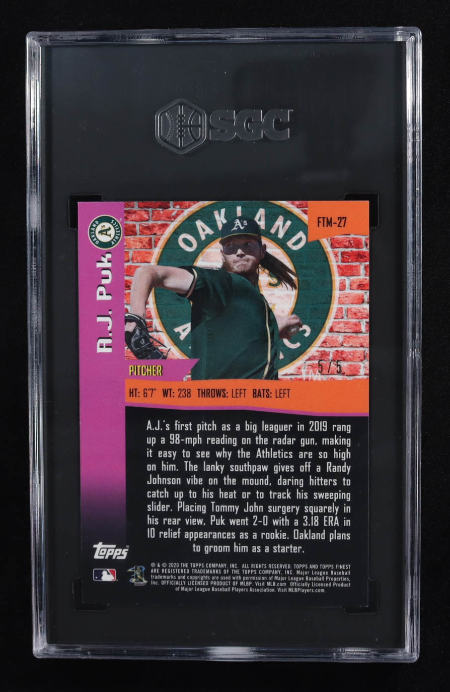 A.J. Puk 2020 Finest The Man Red Refractors #FTM27 #5/5 RC (SGC 10) at PristineAuction.com A.J. Puk 2020 Finest The Man Red Refractors #FTM27 #5/5 RC (SGC 10) at PristineAuction.com
