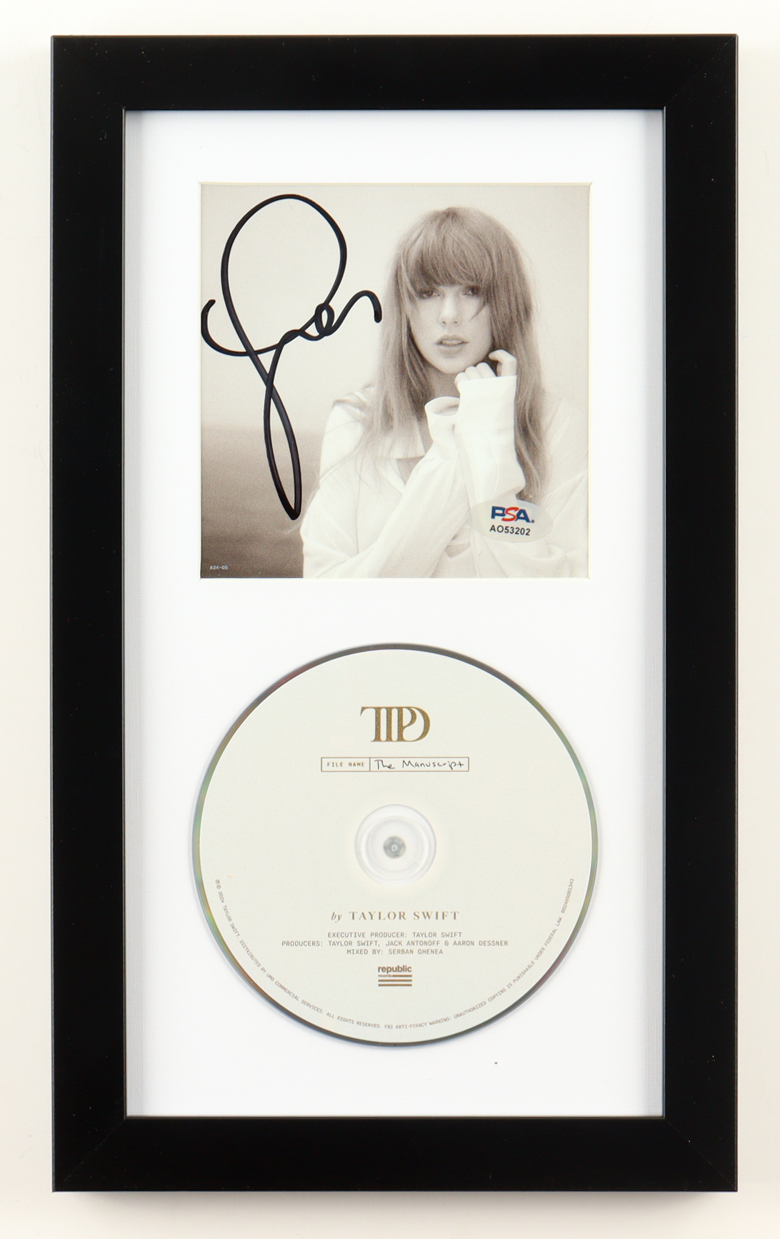Taylor Swift Signed Custom Framed "The Tortured Poets Department" CD Album Insert Display with Disc (PSA) at PristineAuction.com Taylor Swift Signed Custom Framed "The Tortured Poets Department" CD Album Insert Display with Disc (PSA) at PristineAuction.com