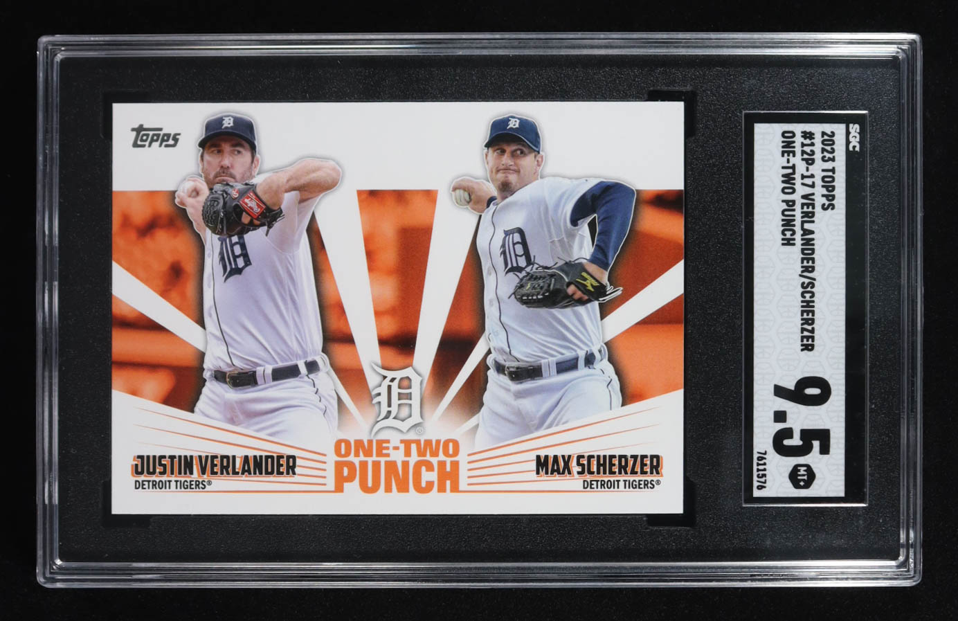 Justin Verlander / Max Scherzer 2023 Topps One Two Punch #12P17 (SGC 9.5) at PristineAuction.com Justin Verlander / Max Scherzer 2023 Topps One Two Punch #12P17 (SGC 9.5) at PristineAuction.com