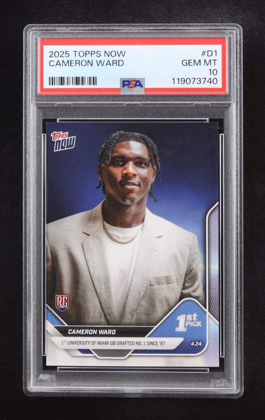 Cam Ward 2025 Topps Now #D1 RC (PSA 10) at PristineAuction.com Cam Ward 2025 Topps Now #D1 RC (PSA 10) at PristineAuction.com