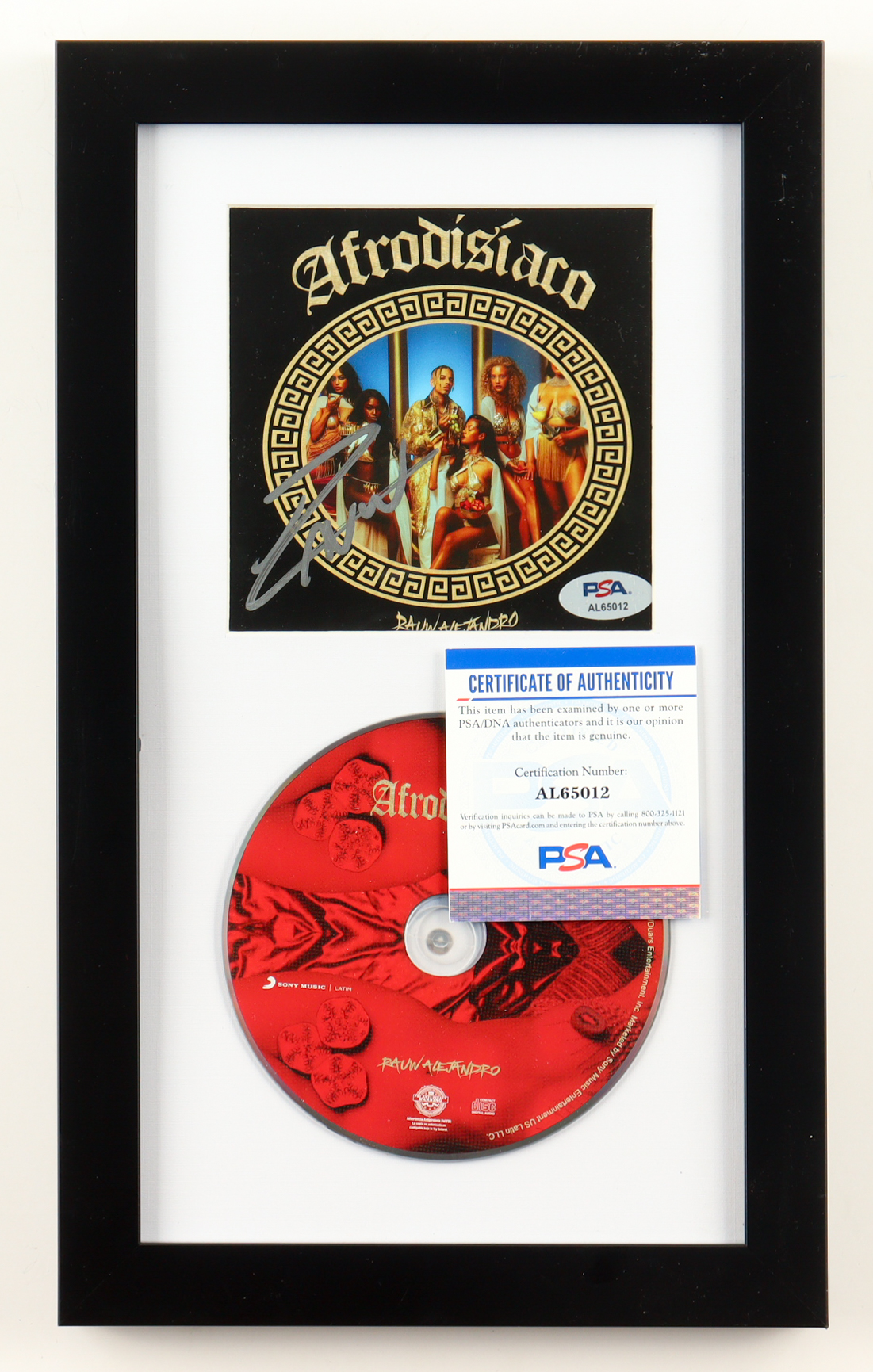 Rauw Alejandro Signed Custom Framed "Afrodisíaco" CD Album Insert Display with Disc (PSA) at PristineAuction.com Rauw Alejandro Signed Custom Framed "Afrodisíaco" CD Album Insert Display with Disc (PSA) at PristineAuction.com