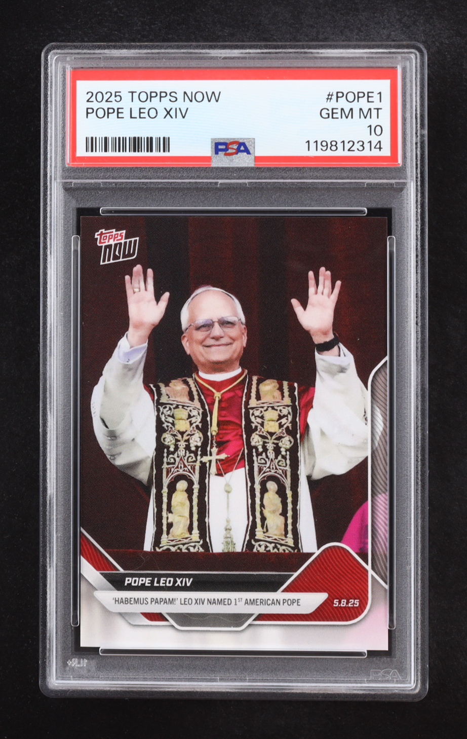 Pope Leo XIV 2025 Topps Now #POPE1 (PSA 10) at PristineAuction.com Pope Leo XIV 2025 Topps Now #POPE1 (PSA 10) at PristineAuction.com