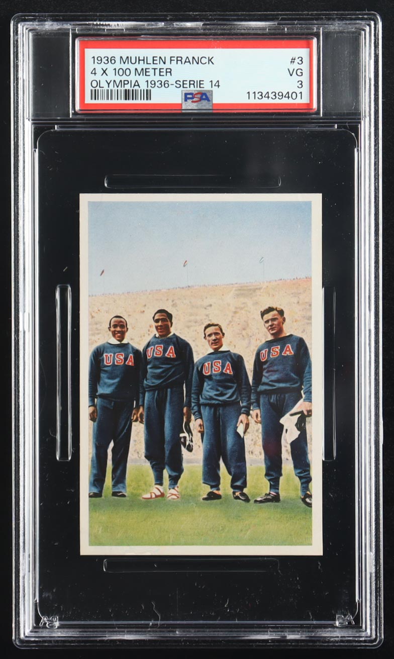 Owens/Metcalfe/Drapper/Wykoff 1936 Muhlen Franck Olympia 4 x 100 Meter 1936-Serie 14 #3 (PSA 3) at PristineAuction.com Owens/Metcalfe/Drapper/Wykoff 1936 Muhlen Franck Olympia 4 x 100 Meter 1936-Serie 14 #3 (PSA 3) at PristineAuction.com