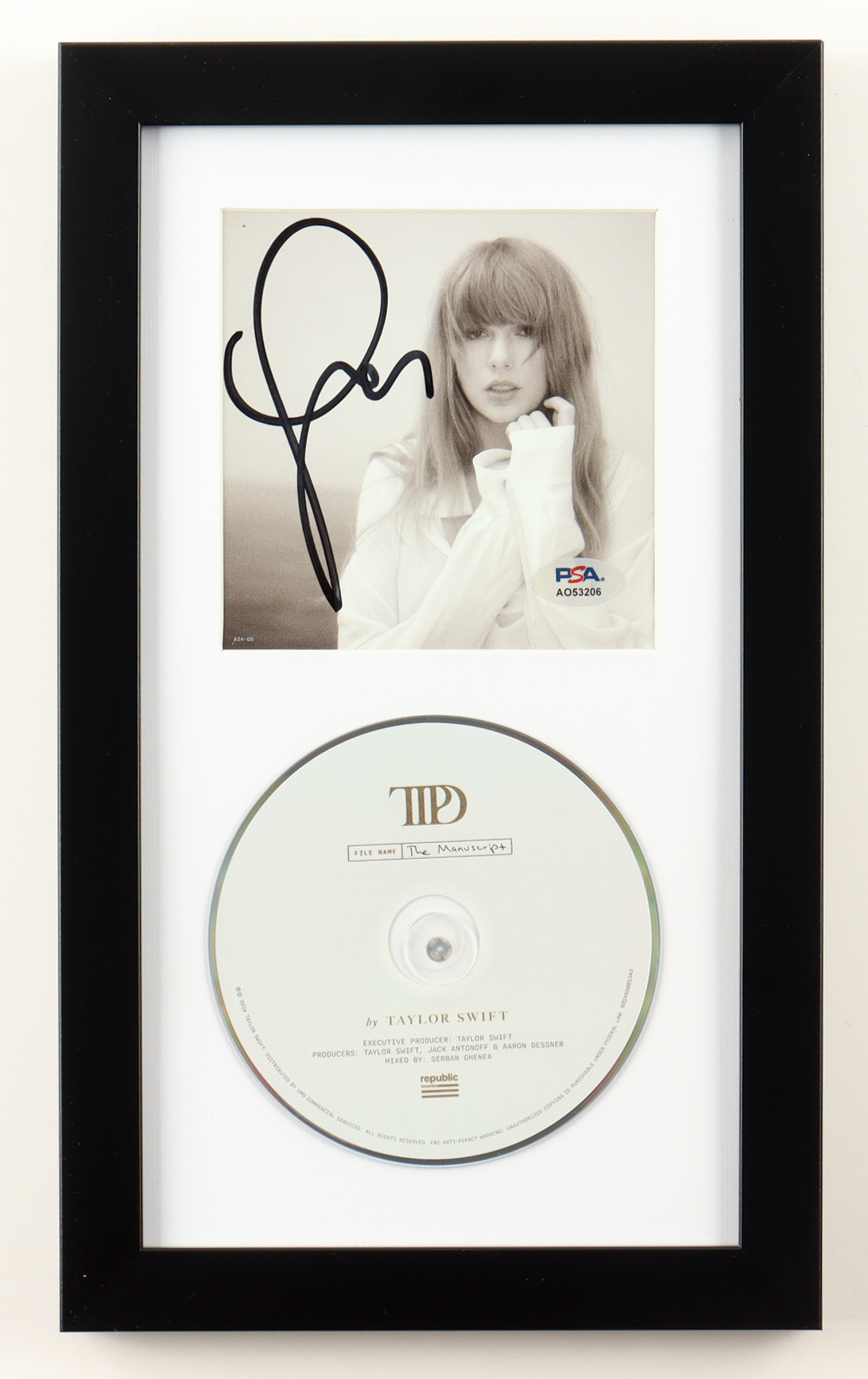 Taylor Swift Signed Custom Framed "The Tortured Poets Department" CD Album Insert Display with Disc (PSA) at PristineAuction.com Taylor Swift Signed Custom Framed "The Tortured Poets Department" CD Album Insert Display with Disc (PSA) at PristineAuction.com