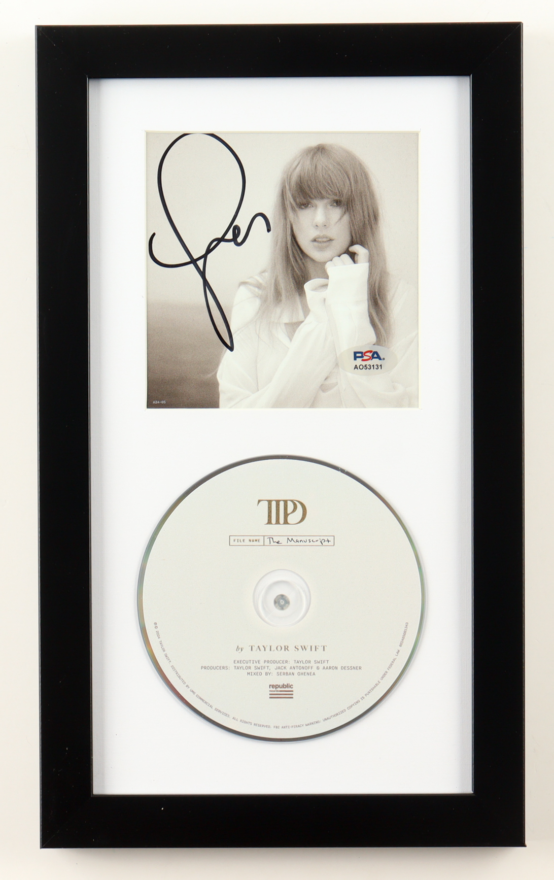 Taylor Swift Signed Custom Framed "The Tortured Poets Department" CD Album Insert Display with Disc (PSA) at PristineAuction.com Taylor Swift Signed Custom Framed "The Tortured Poets Department" CD Album Insert Display with Disc (PSA) at PristineAuction.com