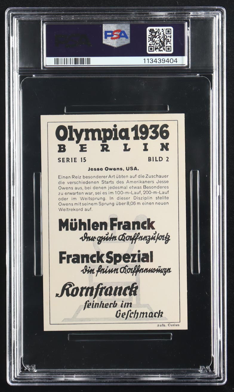 Jesse Owens 1936 Muhlen Franck Olympia 1936-Serie 15 #2 (PSA 4) at PristineAuction.com Jesse Owens 1936 Muhlen Franck Olympia 1936-Serie 15 #2 (PSA 4) at PristineAuction.com