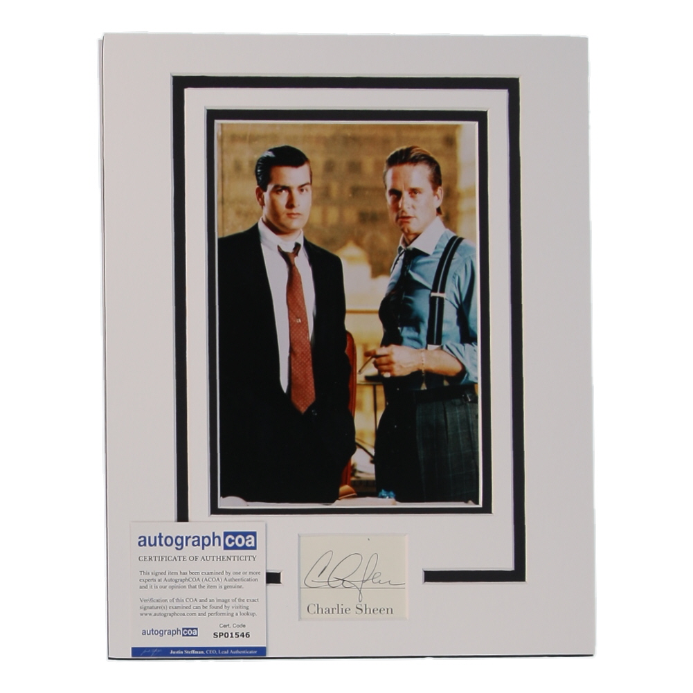 Charlie Sheen Signed "Wall Street" 11x14 Custom Matted Cut Display (ACOA) at PristineAuction.com Charlie Sheen Signed "Wall Street" 11x14 Custom Matted Cut Display (ACOA) at PristineAuction.com