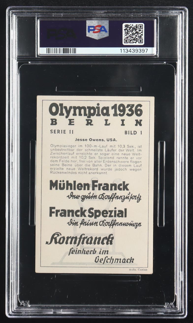 Jesse Owens 1936 Muhlen Franck Olympia 1936-Serie 11 #1 (PSA 3) at PristineAuction.com Jesse Owens 1936 Muhlen Franck Olympia 1936-Serie 11 #1 (PSA 3) at PristineAuction.com