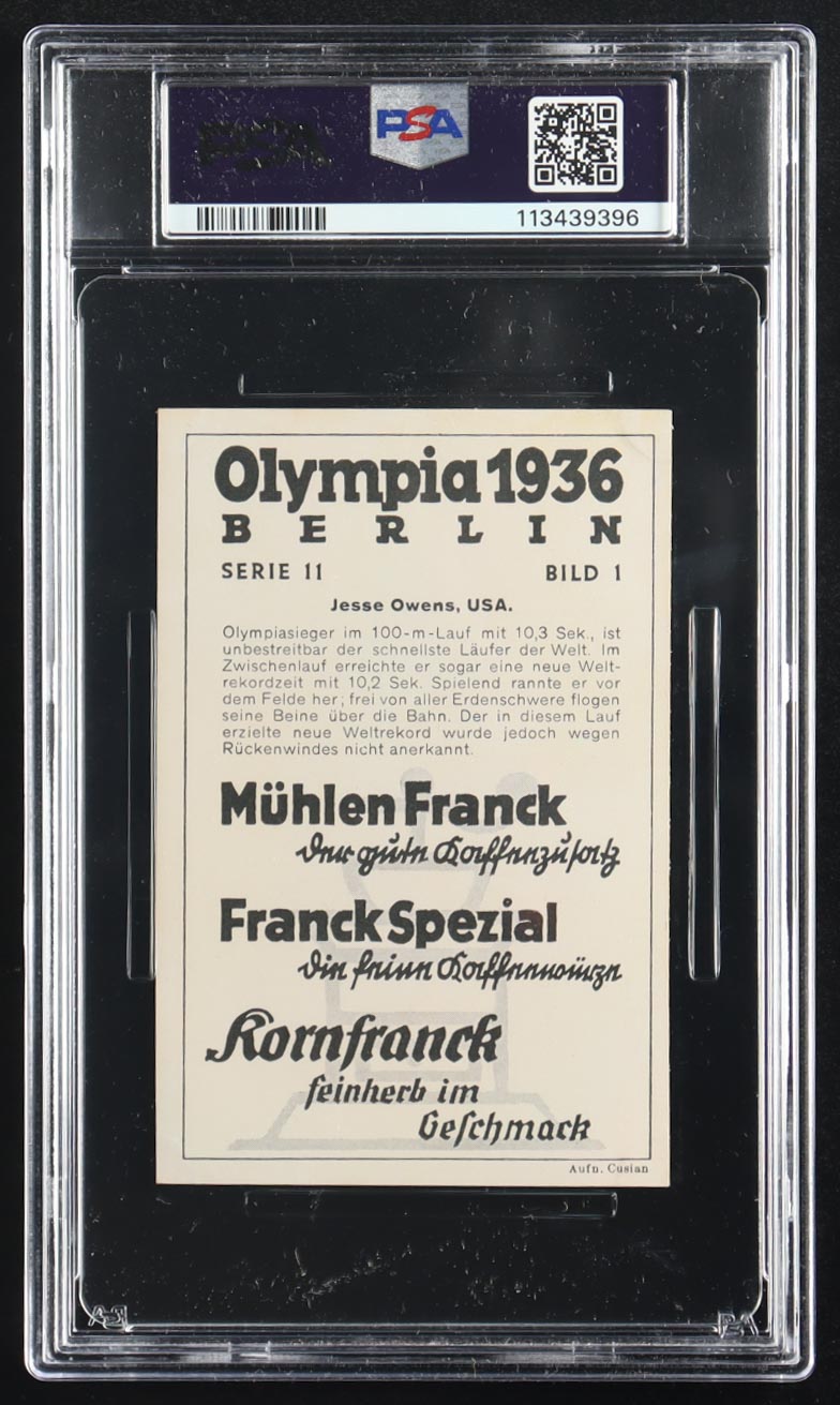 Jesse Owens 1936 Muhlen Franck Olympia 1936-Serie 11 #1 (PSA 2) at PristineAuction.com Jesse Owens 1936 Muhlen Franck Olympia 1936-Serie 11 #1 (PSA 2) at PristineAuction.com