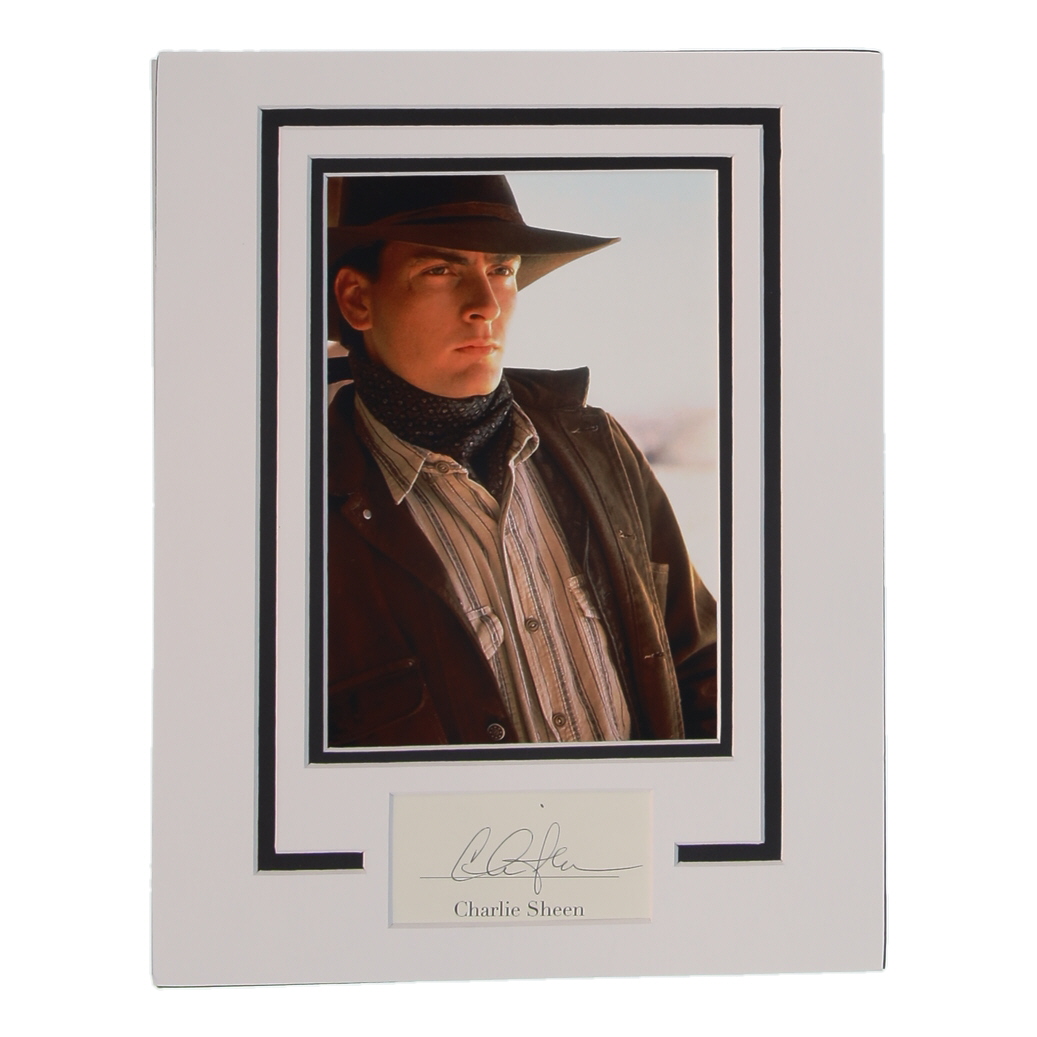 Charlie Sheen Signed "Young Guns" 11x14 Custom Matted Cut Display (ACOA) at PristineAuction.com Charlie Sheen Signed "Young Guns" 11x14 Custom Matted Cut Display (ACOA) at PristineAuction.com