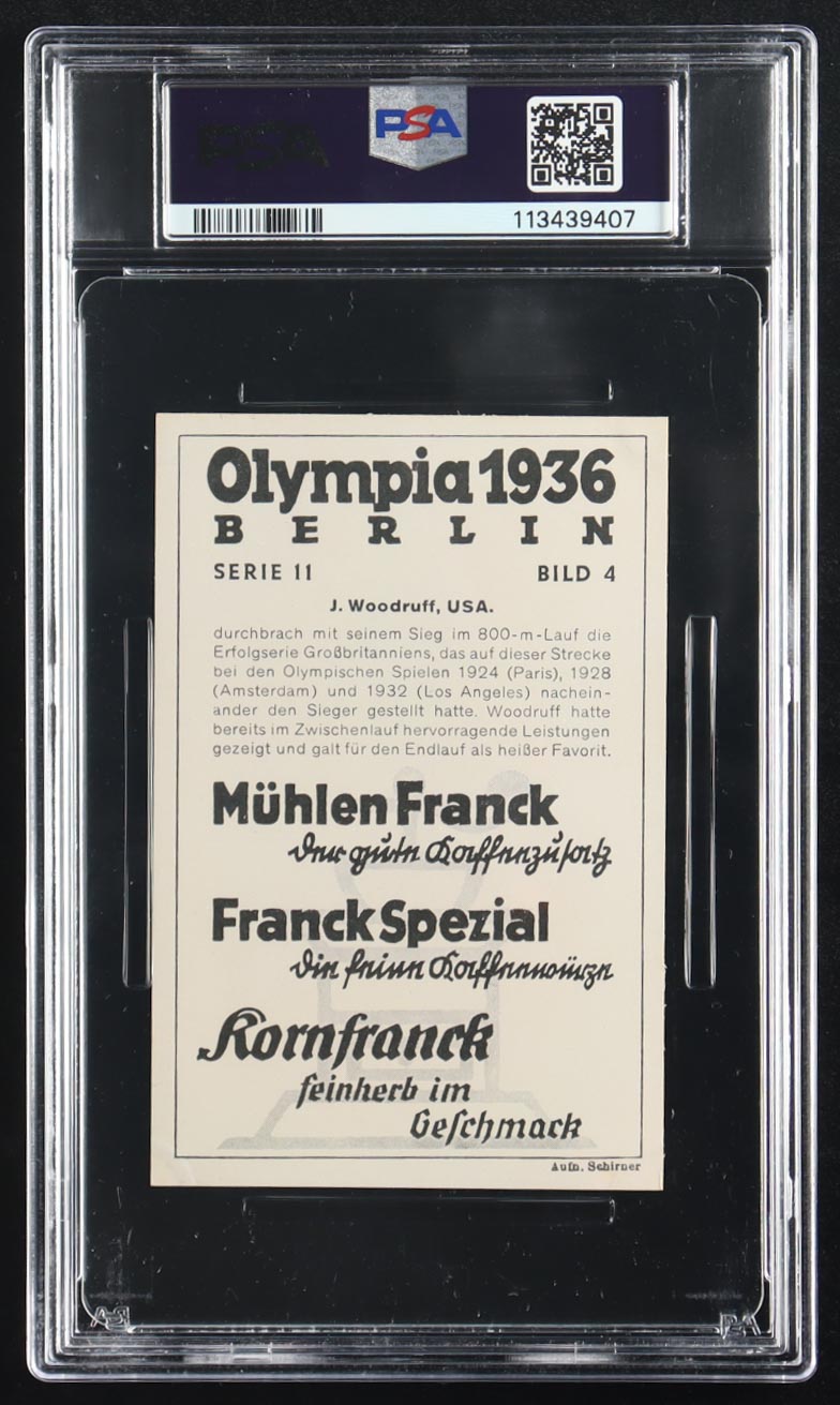 John Woodruff 1936 Muhlen Franck Olympia 1936-Serie 11 #4 (PSA 2) at PristineAuction.com John Woodruff 1936 Muhlen Franck Olympia 1936-Serie 11 #4 (PSA 2) at PristineAuction.com