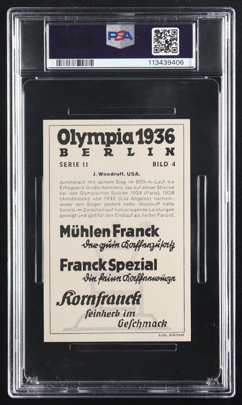 John Woodruff 1936 Muhlen Franck Olympia 1936-Serie 11 #4 (PSA 3) at PristineAuction.com John Woodruff 1936 Muhlen Franck Olympia 1936-Serie 11 #4 (PSA 3) at PristineAuction.com