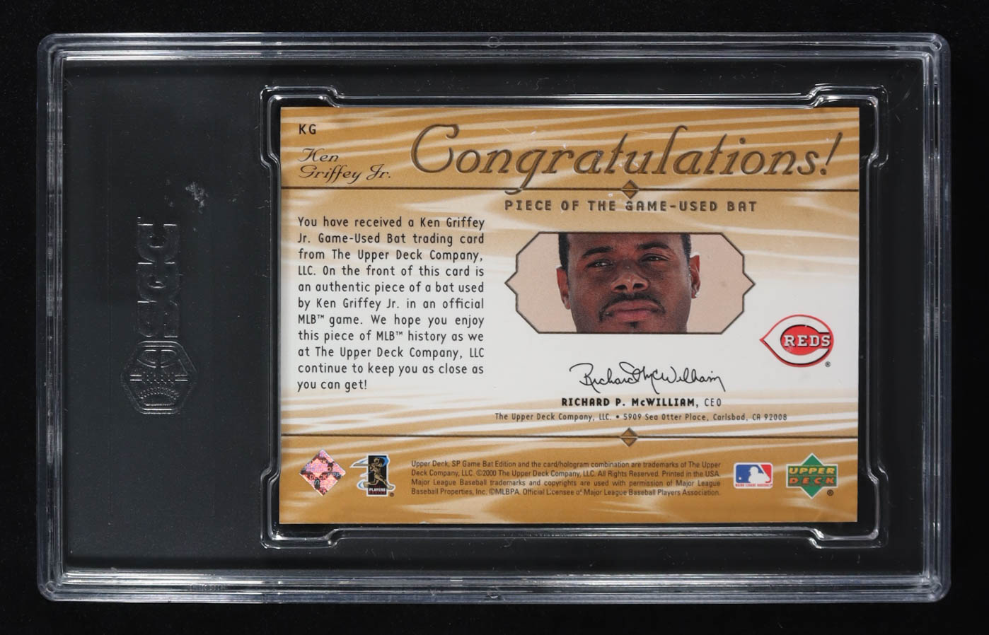 Ken Griffey Jr. 2001 SP Game Bat Edition Piece of the Game #KG (SGC 9) at PristineAuction.com Ken Griffey Jr. 2001 SP Game Bat Edition Piece of the Game #KG (SGC 9) at PristineAuction.com
