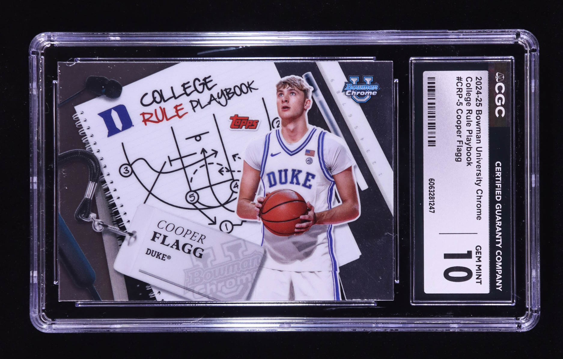 Cooper Flagg 2024-25 Bowman Chrome University College Rule Playbook #CRP5 RC (CGC 10) at PristineAuction.com Cooper Flagg 2024-25 Bowman Chrome University College Rule Playbook #CRP5 RC (CGC 10) at PristineAuction.com