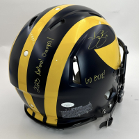 Zak Zinter Signed Michigan Wolverines Full-Size Authentic On-Field Speed Helmet Inscribed "2023 National Champs!" & "Go Blue!" (JSA) at PristineAuction.com