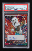 Devon Achane 2023 Leaf Eclectic Flash Color Autograph Red Metalized Sparkle #FCDA2 RC #8/9 (PSA 9) at PristineAuction.com