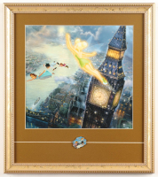 Thomas Kinkade Walt Disney's "Peter Pan" Custom Framed Print Display with Official Movie Pin at PristineAuction.com