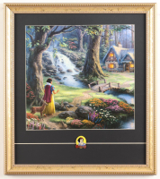 Thomas Kinkade Walt Disney's "Snow White's Cottage" Custom Framed Print Display with Official Movie Pin at PristineAuction.com