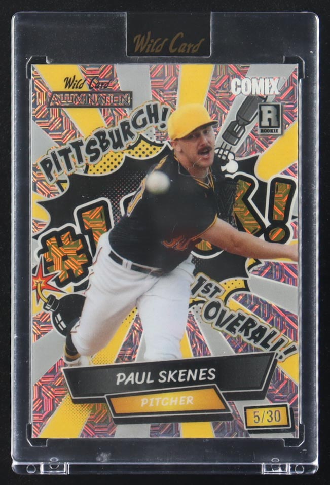 Paul Skenes 2024 Wild Card Alumination Comix #1 Pick! Silver Mojo #ACBNPS4 RC #5/30 at PristineAuction.com Paul Skenes 2024 Wild Card Alumination Comix #1 Pick! Silver Mojo #ACBNPS4 RC #5/30 at PristineAuction.com