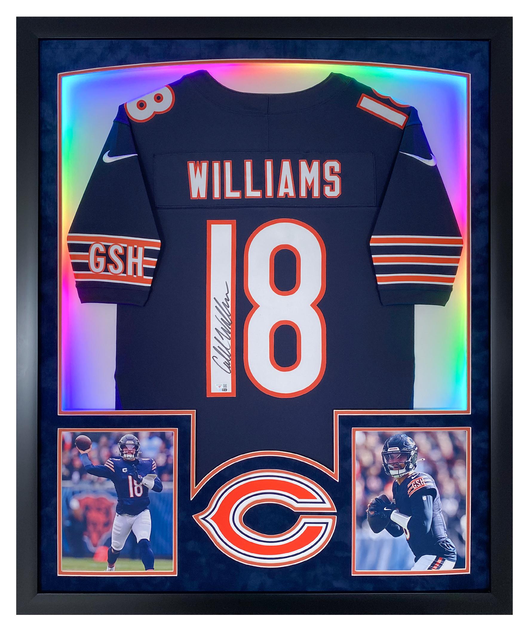 Caleb Williams Signed Bears Custom Framed Jersey Display with LED Lights (Fanatics) at PristineAuction.com Caleb Williams Signed Bears Custom Framed Jersey Display with LED Lights (Fanatics) at PristineAuction.com