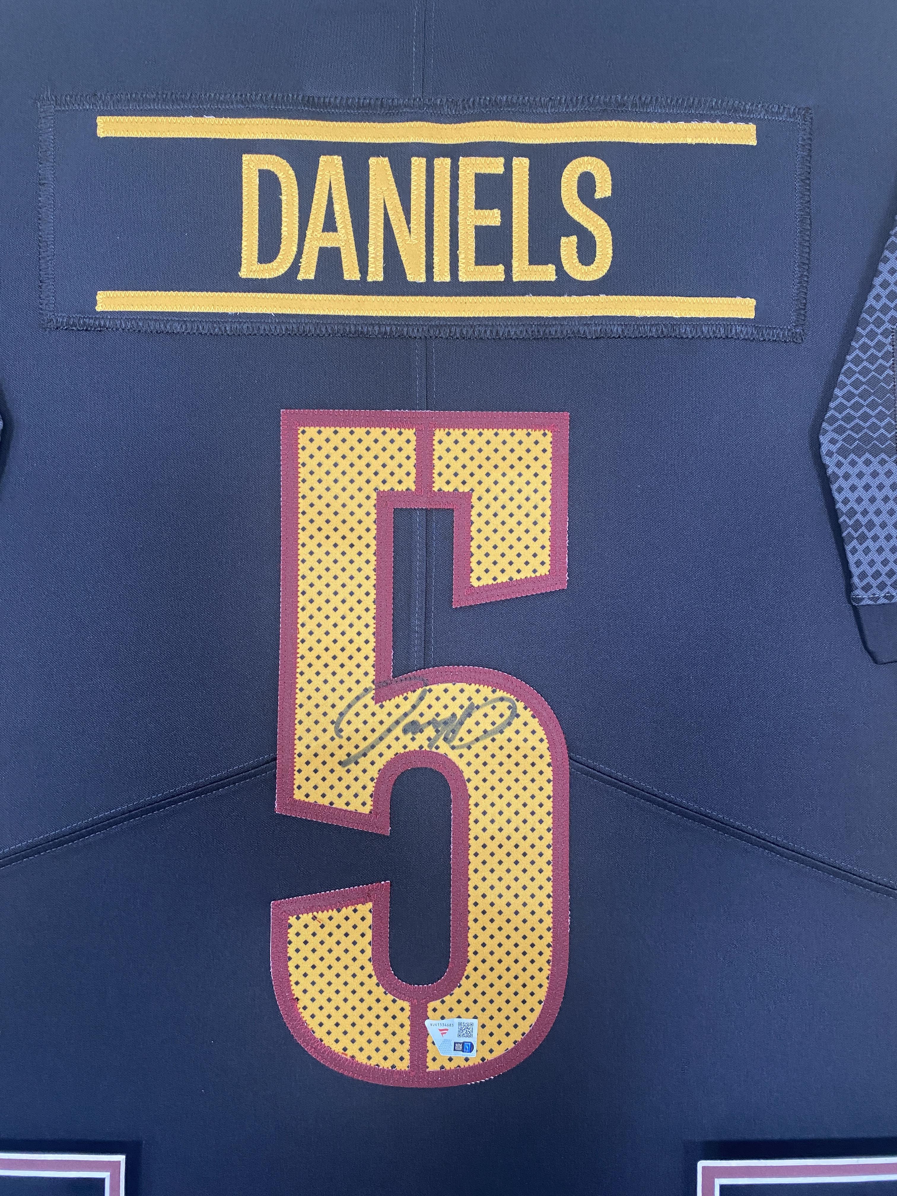 Jayden Daniels Signed Commanders Custom Framed Jersey Display with LED Lights (Fanatics) at PristineAuction.com Jayden Daniels Signed Commanders Custom Framed Jersey Display with LED Lights (Fanatics) at PristineAuction.com