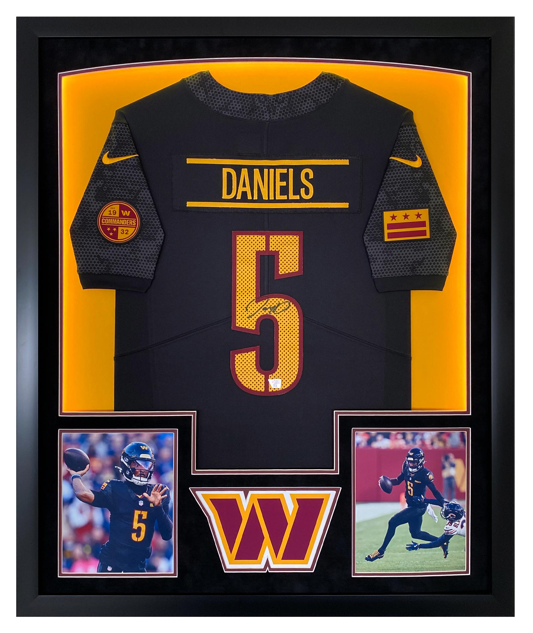 Jayden Daniels Signed Commanders Custom Framed Jersey Display with LED Lights (Fanatics) at PristineAuction.com Jayden Daniels Signed Commanders Custom Framed Jersey Display with LED Lights (Fanatics) at PristineAuction.com