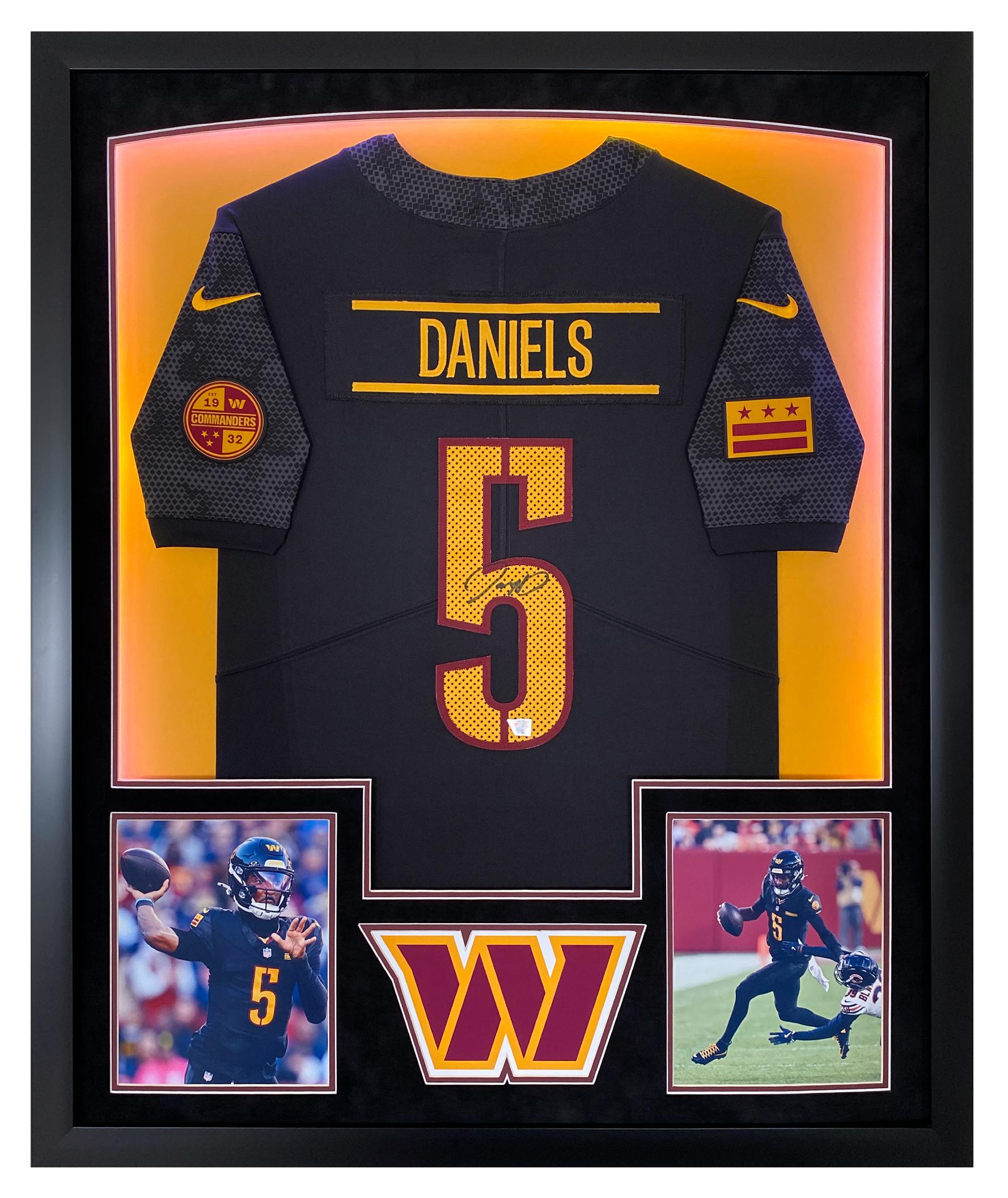 Jayden Daniels Signed Commanders Custom Framed Jersey Display with LED Lights (Fanatics) at PristineAuction.com Jayden Daniels Signed Commanders Custom Framed Jersey Display with LED Lights (Fanatics) at PristineAuction.com