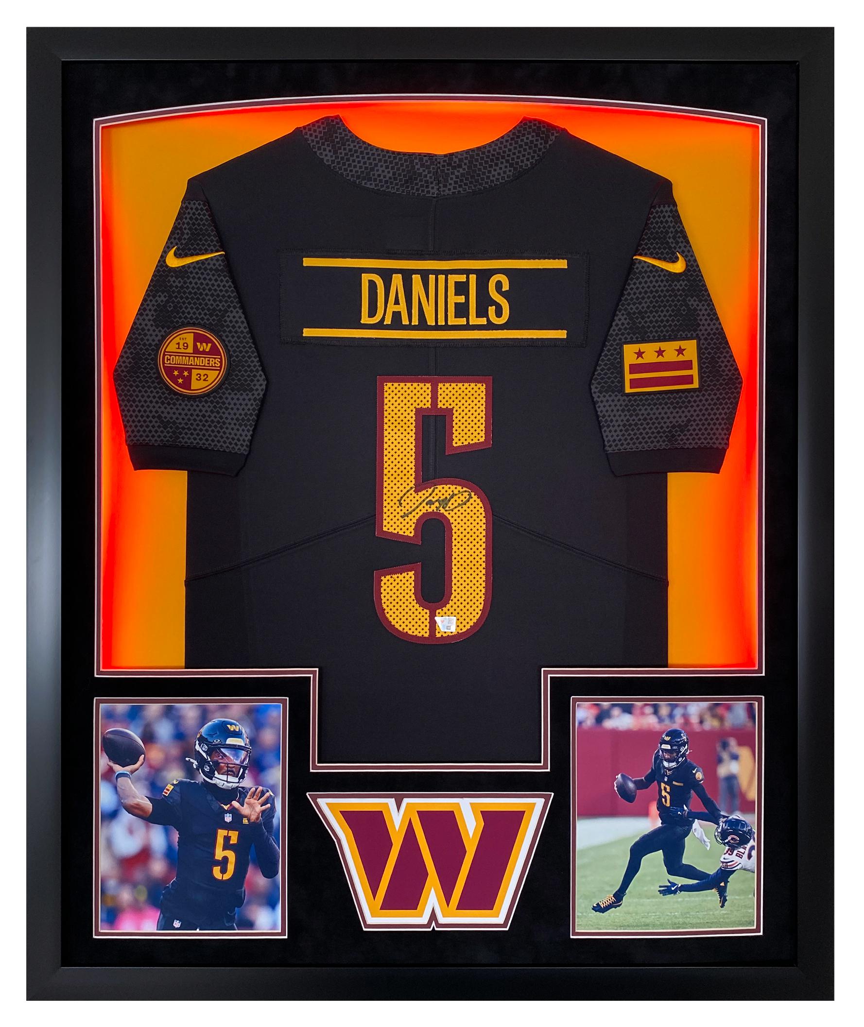 Jayden Daniels Signed Commanders Custom Framed Jersey Display with LED Lights (Fanatics) at PristineAuction.com Jayden Daniels Signed Commanders Custom Framed Jersey Display with LED Lights (Fanatics) at PristineAuction.com