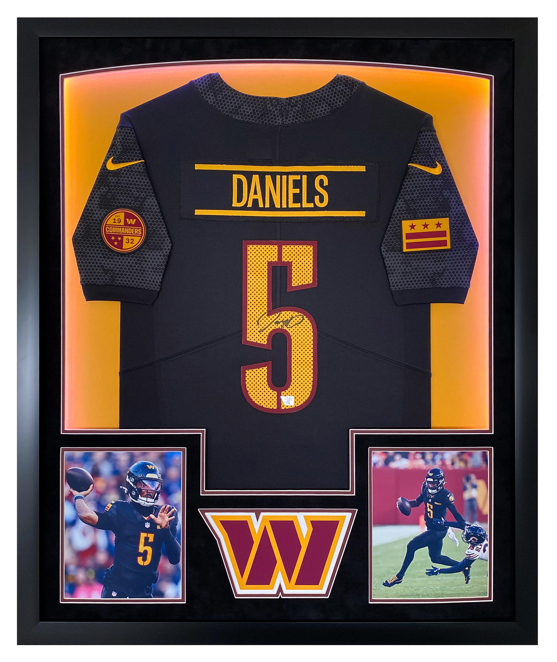 Jayden Daniels Signed Commanders Custom Framed Jersey Display with LED Lights (Fanatics) at PristineAuction.com Jayden Daniels Signed Commanders Custom Framed Jersey Display with LED Lights (Fanatics) at PristineAuction.com