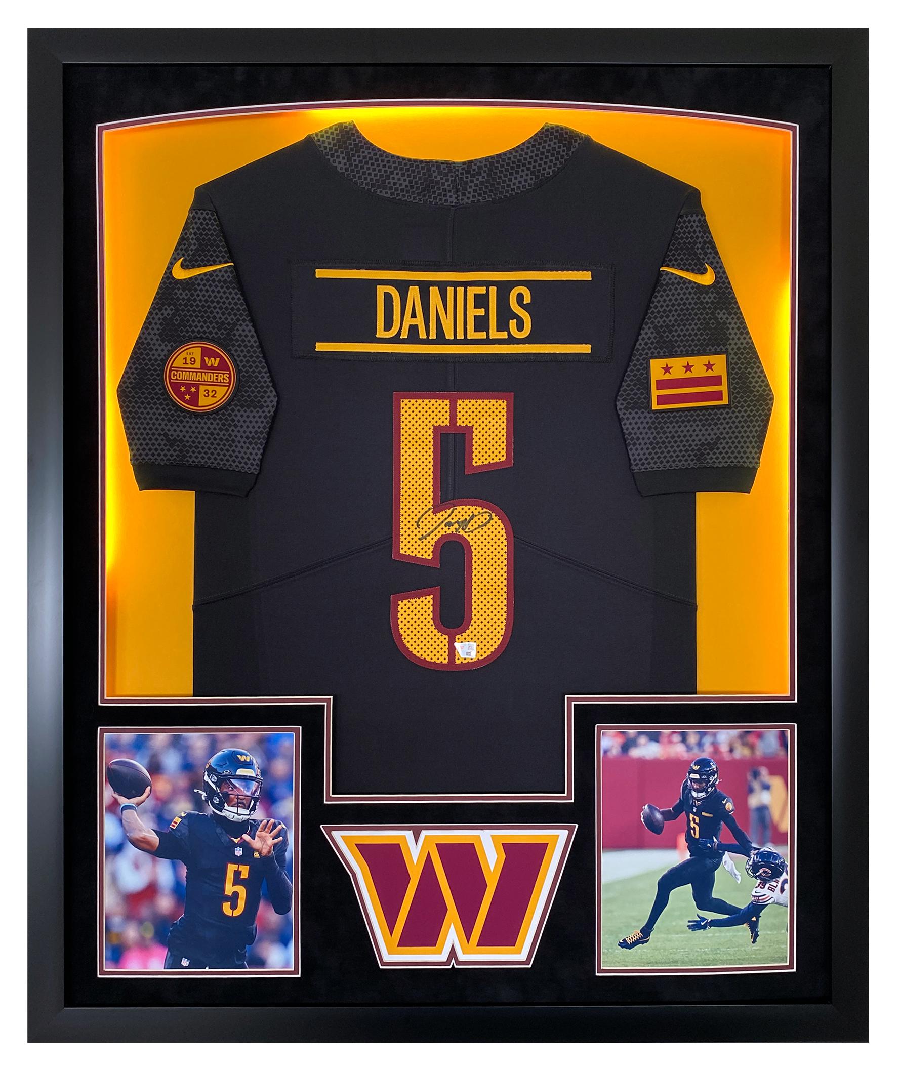 Jayden Daniels Signed Commanders Custom Framed Jersey Display with LED Lights (Fanatics) at PristineAuction.com Jayden Daniels Signed Commanders Custom Framed Jersey Display with LED Lights (Fanatics) at PristineAuction.com