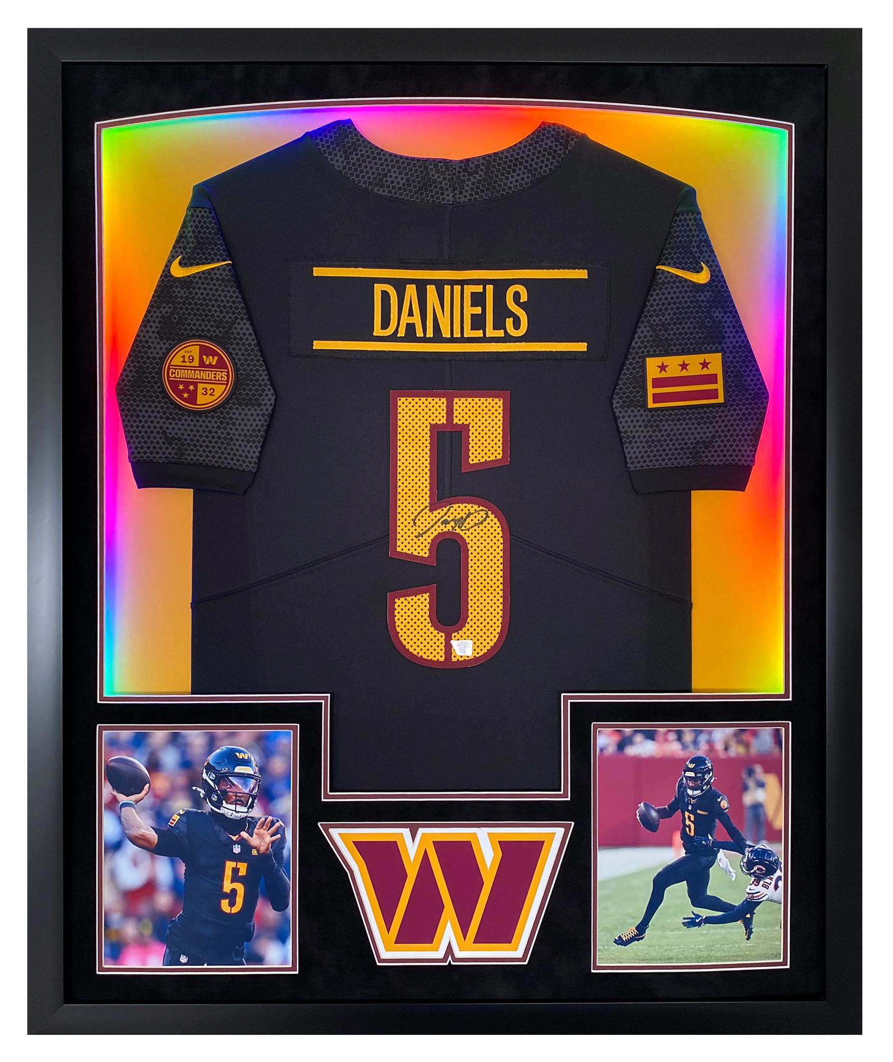 Jayden Daniels Signed Commanders Custom Framed Jersey Display with LED Lights (Fanatics) at PristineAuction.com Jayden Daniels Signed Commanders Custom Framed Jersey Display with LED Lights (Fanatics) at PristineAuction.com