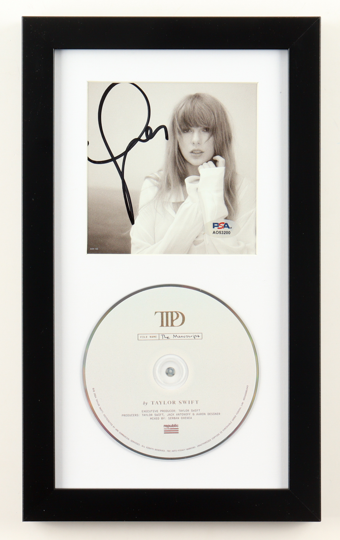 Taylor Swift Signed Custom Framed "The Tortured Poets Department" CD Album Insert Display with Disc (PSA) at PristineAuction.com Taylor Swift Signed Custom Framed "The Tortured Poets Department" CD Album Insert Display with Disc (PSA) at PristineAuction.com