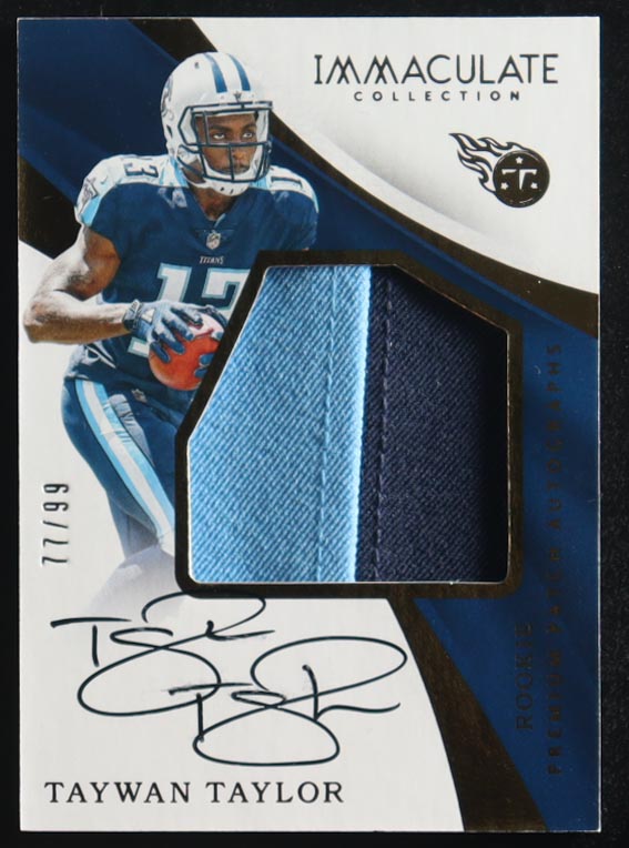 Taywan Taylor 2017 Immaculate Collection Rookie Premium Patch Autographs #24 #77/99 RC at PristineAuction.com Taywan Taylor 2017 Immaculate Collection Rookie Premium Patch Autographs #24 #77/99 RC at PristineAuction.com