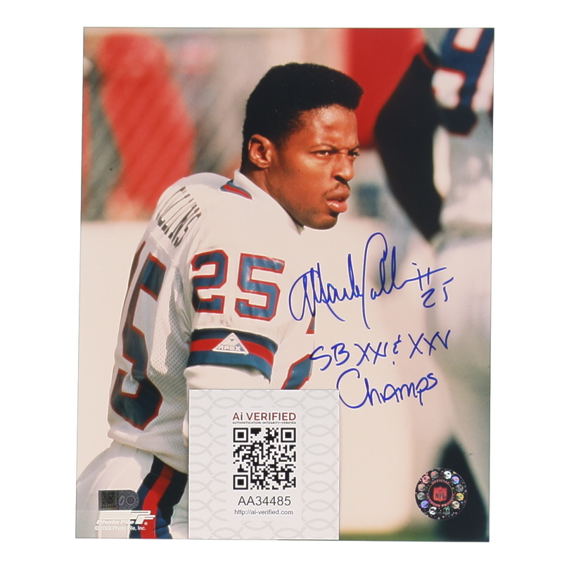 Mark Collins Signed Giants 8x10 Photo Inscribed "SB XXI & XXV Champs" (AIV) at PristineAuction.com Mark Collins Signed Giants 8x10 Photo Inscribed "SB XXI & XXV Champs" (AIV) at PristineAuction.com