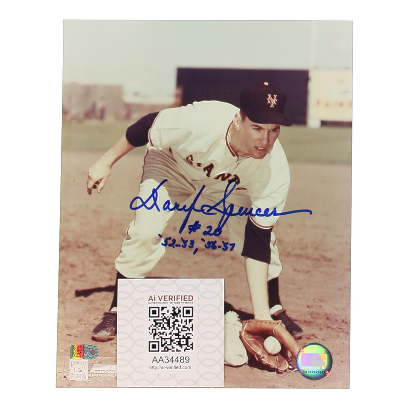 Daryl Spencer Signed Giants 8x10 Photo Inscribed "'52-'53, '56-'57" (AIV) at PristineAuction.com Daryl Spencer Signed Giants 8x10 Photo Inscribed "'52-'53, '56-'57" (AIV) at PristineAuction.com