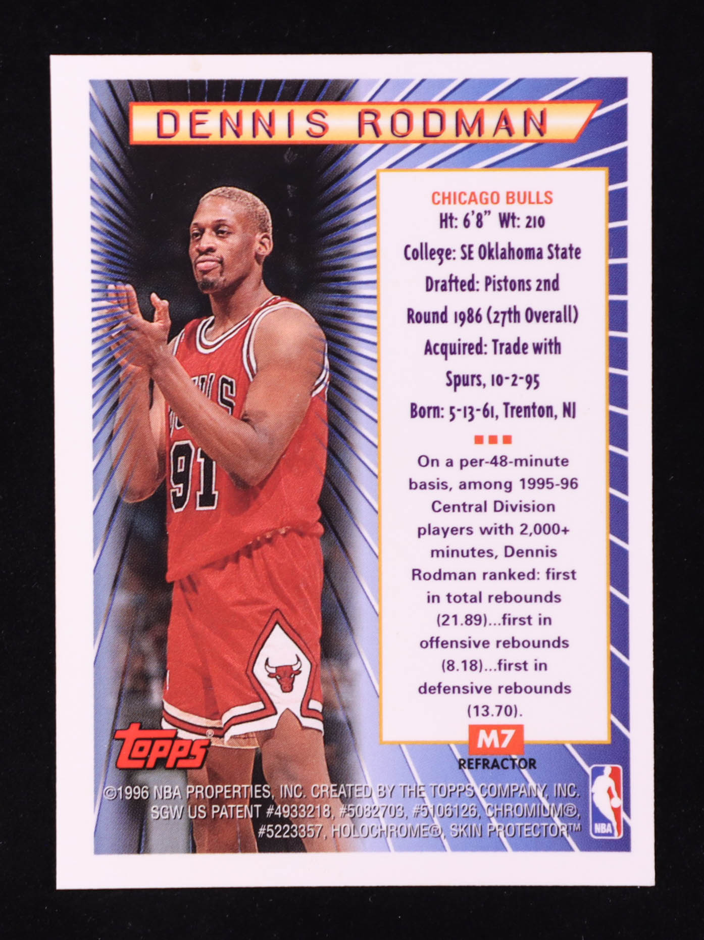 Dennis Rodman 1996-97 Topps Mystery Finest Borderless #M7 at PristineAuction.com Dennis Rodman 1996-97 Topps Mystery Finest Borderless #M7 at PristineAuction.com