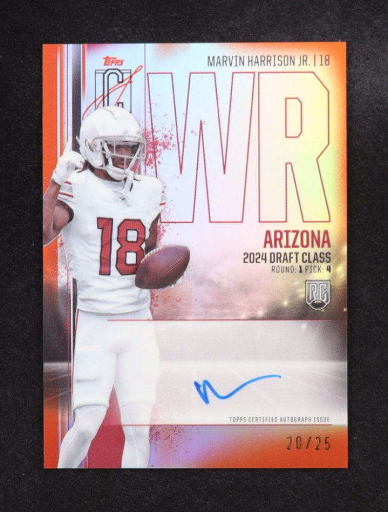 Marvin Harrison Jr. 2024 Topps Signature Class Chrome Rookie Autographs Red Refractors #RCV-MH #20/25 RC