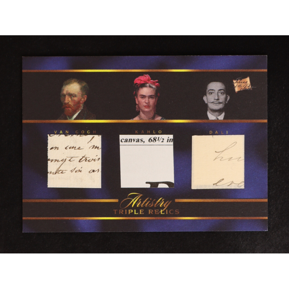 Vincent Van Gogh / Frida Kahlo / Salvador Dali 2023 Pieces of the Past Art & Music Triple Relic #117 at PristineAuction.com