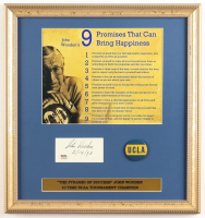 John Wooden Signed Custom Framed Cut Display with UCLA Pin Inscribed "2/14/98" (PSA) at PristineAuction.com