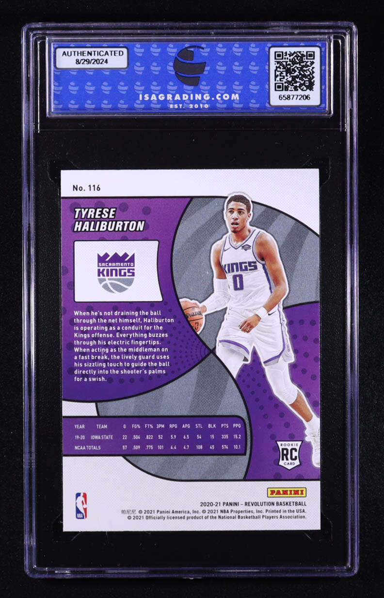 Tyrese Haliburton 2020 Panini Revolution #116 RC (ISA 10) at PristineAuction.com Tyrese Haliburton 2020 Panini Revolution #116 RC (ISA 10) at PristineAuction.com