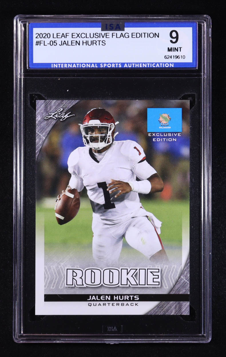 Jalen Hurts 2020 Leaf Exclusive Flag Edition #FL-05 RC (ISA 9) at PristineAuction.com Jalen Hurts 2020 Leaf Exclusive Flag Edition #FL-05 RC (ISA 9) at PristineAuction.com